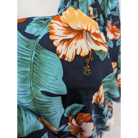 Aakaa Tropical Halter Maxi Dress Women Size XS Floral Open Back Resort Coastal - Picture 10 of 14